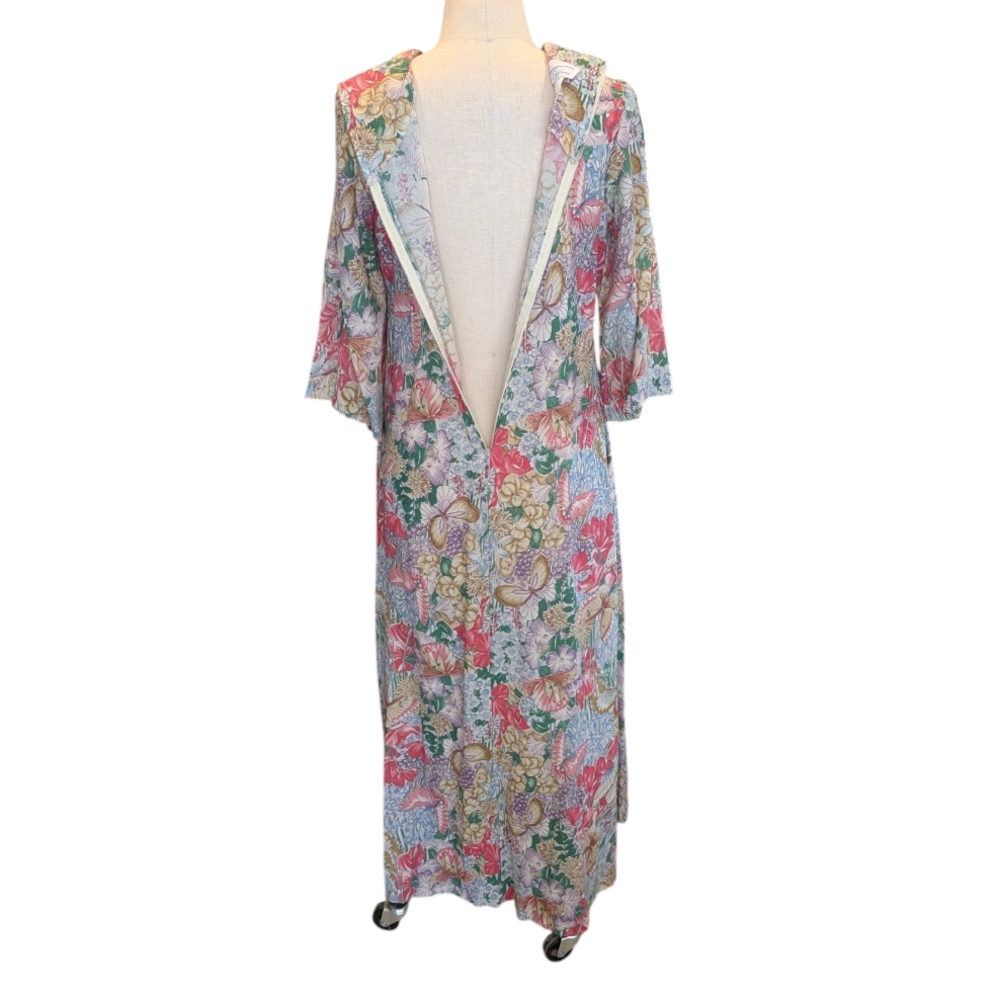 Loungewear By Tiffany 70s Empire Waist Prairie Butterfly Gardens. 11/12. Medium - Picture 14 of 16